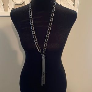Premier Designs necklace, gun metal black. With removable tassel